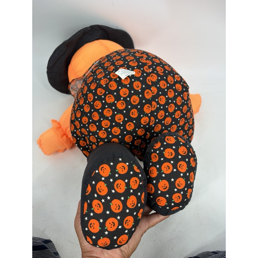 VTG Dan Dee Nylon Puffalump Style Halloween Pumpkin Witch 26" Plush - Picture 6 of 7